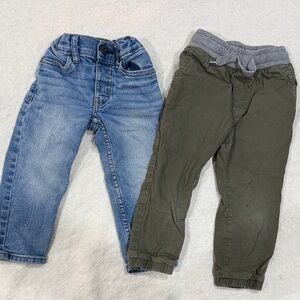 OshKosh B'gosh Bundle Blue Denim and Green Joggers 2T